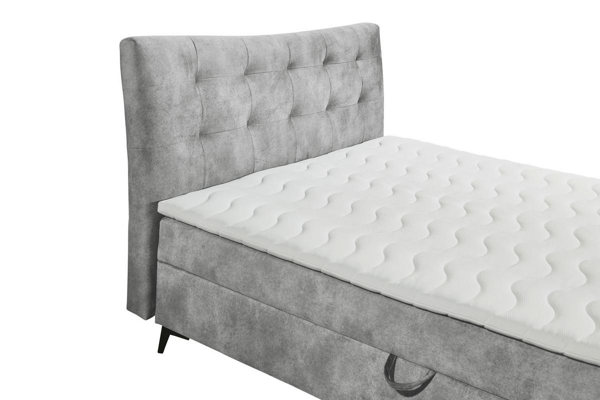 Boxbett Mit Topper & Bettkasten 180x200 Melrose - Schwarz/Grau, MODERN, Holzwerkstoff/Textil (180/200cm) - MID.YOU