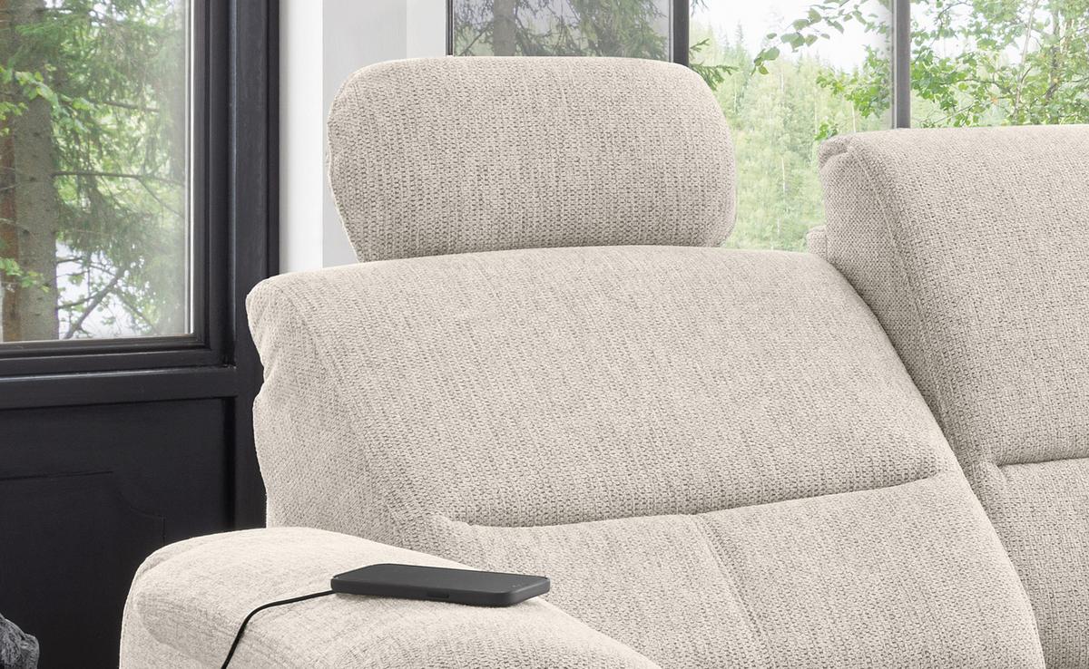 Ecksofa mit Relaxfunktion Parole Beige Chenille - Chromfarben/Beige, KONVENTIONELL, Textil (292/165cm) - Livetastic