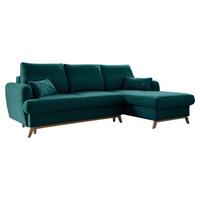 Ecksofa Scandic Lagom Türkis S: 235x157 Cm - Türkis/Naturfarben, Textil (235/157cm) - MID.YOU