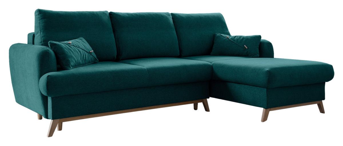 Ecksofa Scandic Lagom Türkis S: 235x157 Cm - Türkis/Naturfarben, Textil (235/157cm) - MID.YOU