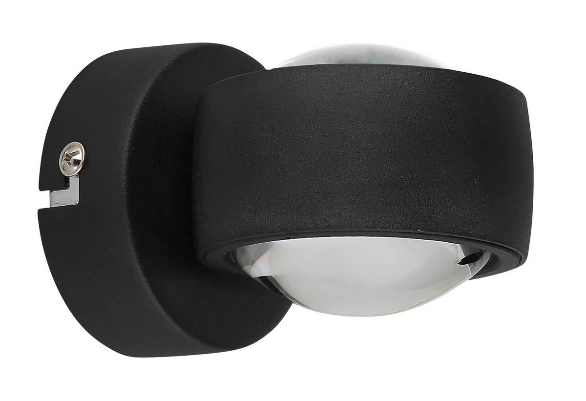 Led-wandleuchte 78290b - Klar/Schwarz, Design, Glas/Metall (7,5/10/7cm) - Globo