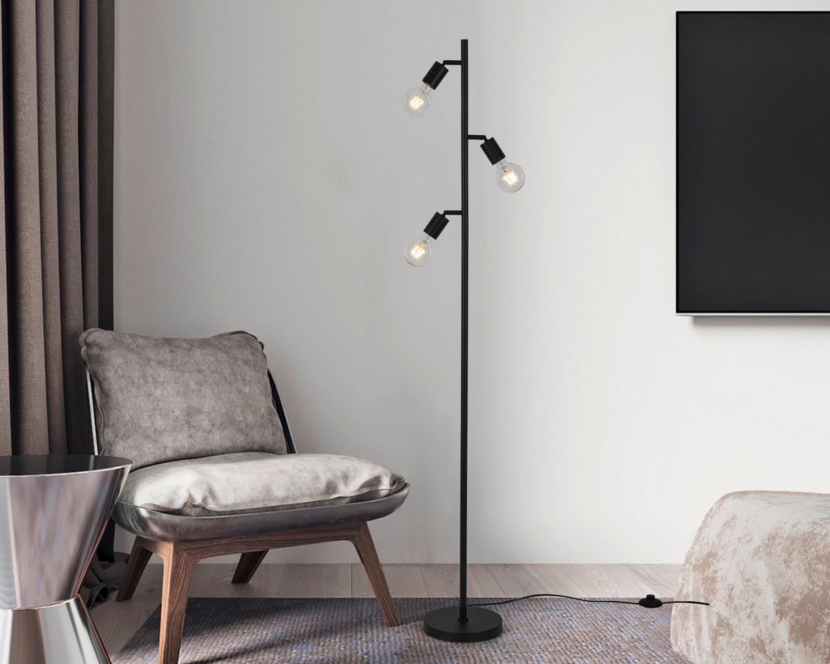 STOJACIA LAMPA STEFAN - čierna, Basics, kov/plast (22/160cm) - Mömax