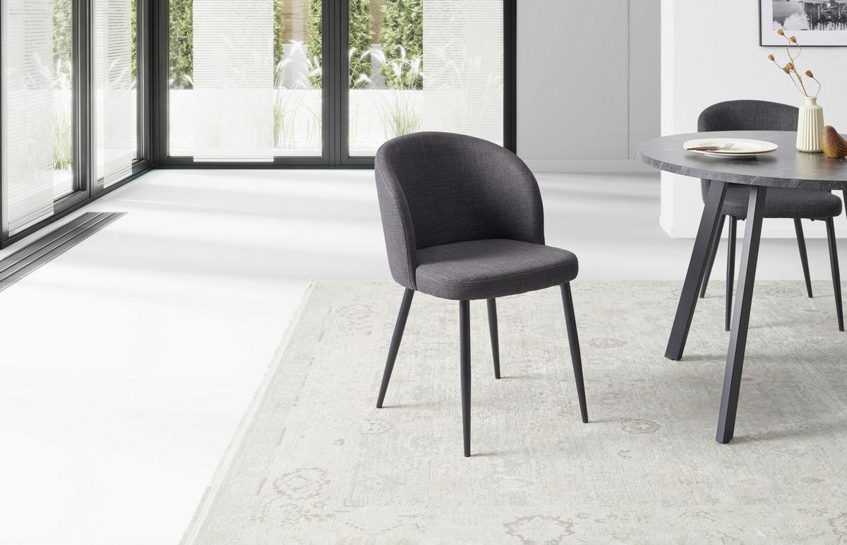 Vierfußstuhl Flo Webstoff Anthrazit, B: 49 Cm - Anthrazit/Schwarz, KONVENTIONELL, Textil/Metall (49/78/58cm) - MID.YOU