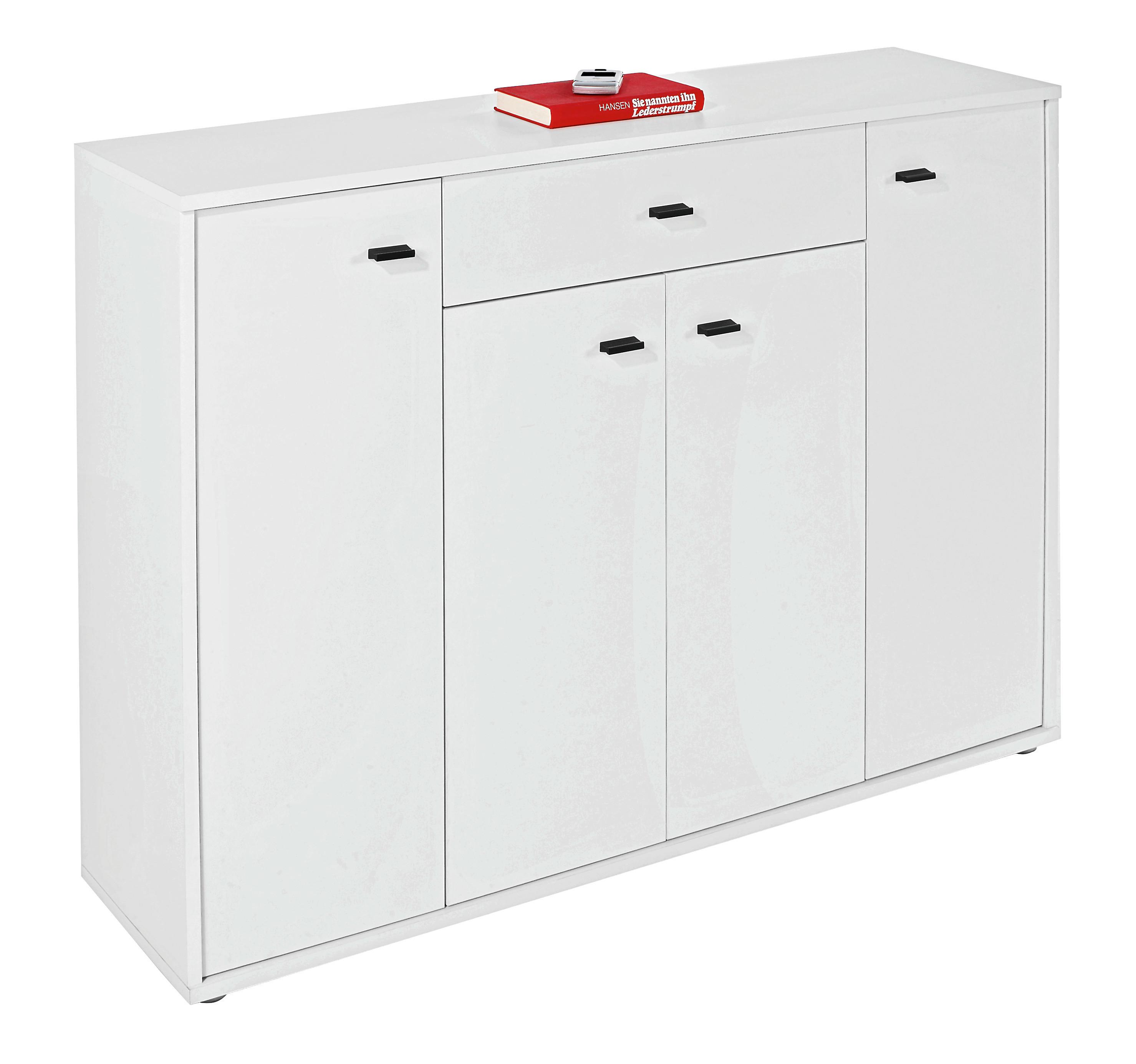 Kommode B 116 cm Boni, Perlweiß Dekor - Weiß/Grau, MODERN, Holzwerkstoff (116/84/30cm)