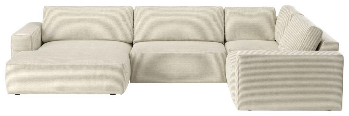 Sedací souprava LASSO, pravá, béžový manšestr - černá/béžová, Lifestyle, textil (175/367/249cm)
