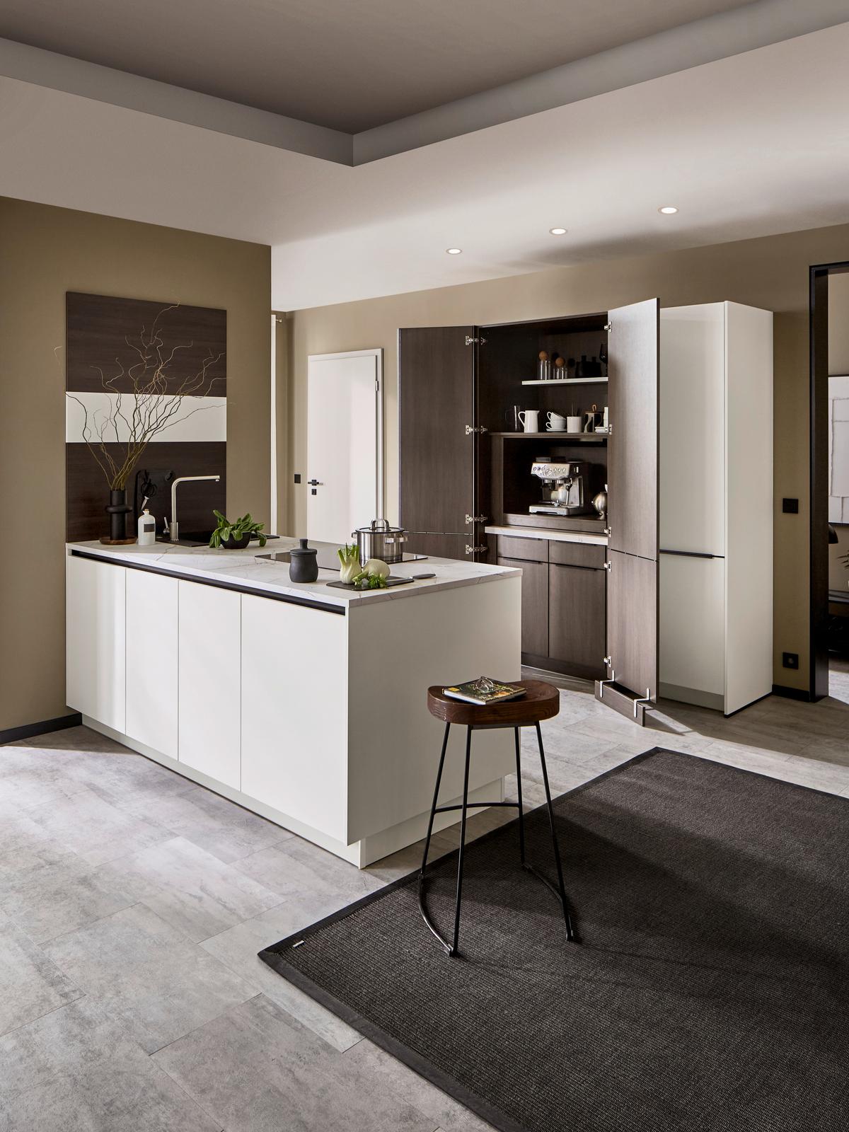 Einbauküche Ip 3150 - Nussbaumfarben/Weiß, MODERN, Holzwerkstoff (226,4cm) - Impuls