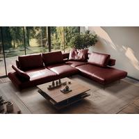 Ecksofa Como Echtleder Rot 306x237 - Rot/Schwarz, Design, Leder (306/237cm) - Livetastic