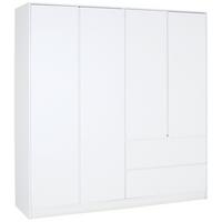 Kleiderschrank Basit - Weiß, KONVENTIONELL, Holzwerkstoff (195/205,5/56,6cm)