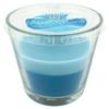 Kerze im Glas Hermine - Blau/Hellblau, KONVENTIONELL, Glas/Naturmaterialien (9/8,2cm) - Ondega