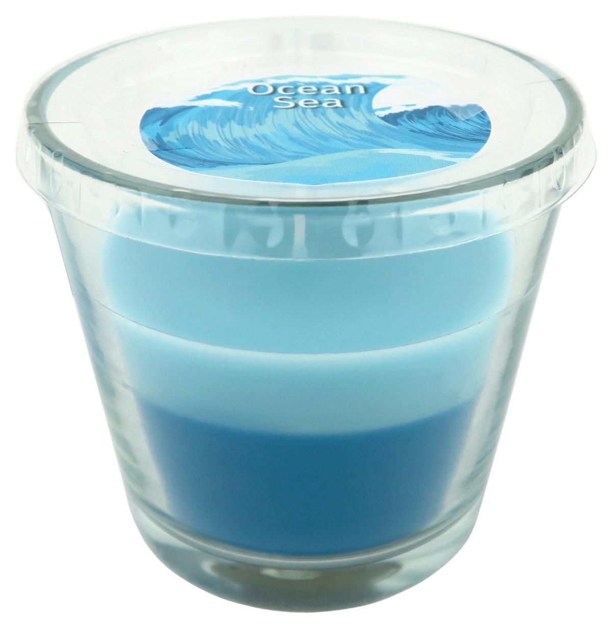 Gyertya Üvegben Hermine - világoskék/kék, Konventionell, műanyag/Üveg (9/8,2cm) - Ondega