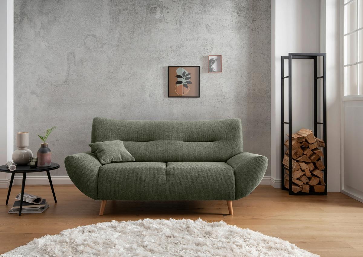 2-Sitzer-Sofa Chenille Dunkelgrün, Rücken Echt - Wildeiche/Dunkelgrün, MODERN, Textil (173/81/90cm) - MID.YOU