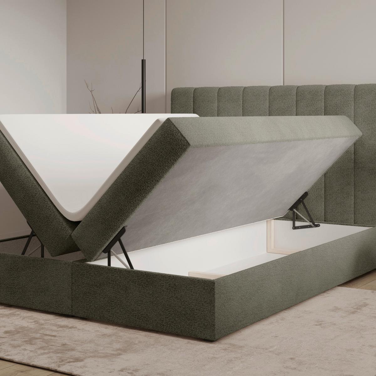 Boxbett Paris Lf: 180x200 Grün - Schwarz/Grün, MODERN, Holz/Kunststoff (180/200cm) - MID.YOU