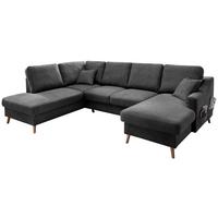 Wohnlandschaft Valentina Mit Schlaffunktion Anthrazit - Anthrazit/Naturfarben, KONVENTIONELL, Textil (200/301/150cm) - P & B