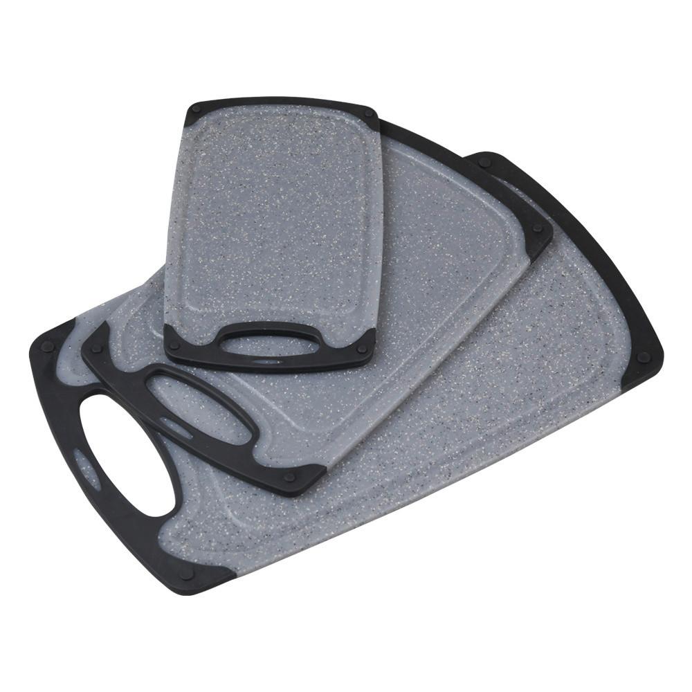 Schneidebrett-Set Grau 3-teilig - Grau, Basics, Kunststoff - Kesper