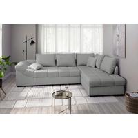 Eckschlafsofa Alvito Silberfarben S: 298x202 Cm - Silberfarben/Schwarz, MODERN, Textil (298/202cm) - MID.YOU