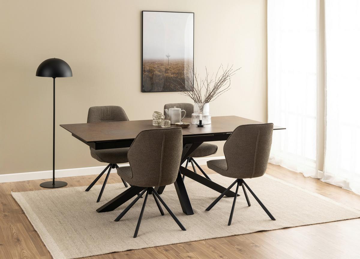 Esstisch ausziehbar Heaven 200-240x100x75,5cm Schwarz - Schwarz/Braun, Design, Keramik/Metall (200-240/100/75,5cm) - MID.YOU