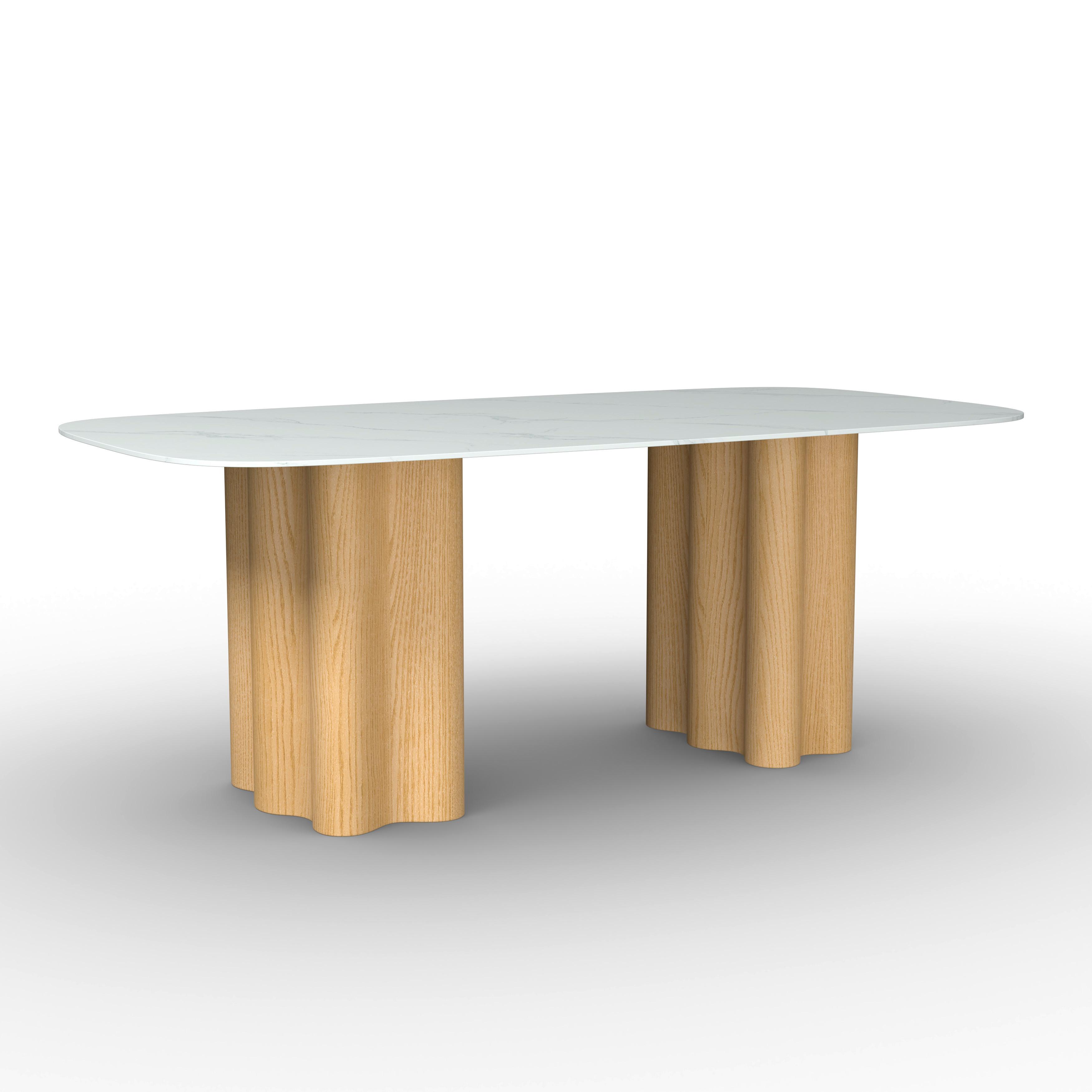 Jedálenský stôl Elenya, š: 200 cm - biela/farba duba, Modern, drevo/kompozitné drevo (200/76/100cm) - Bessagi Home