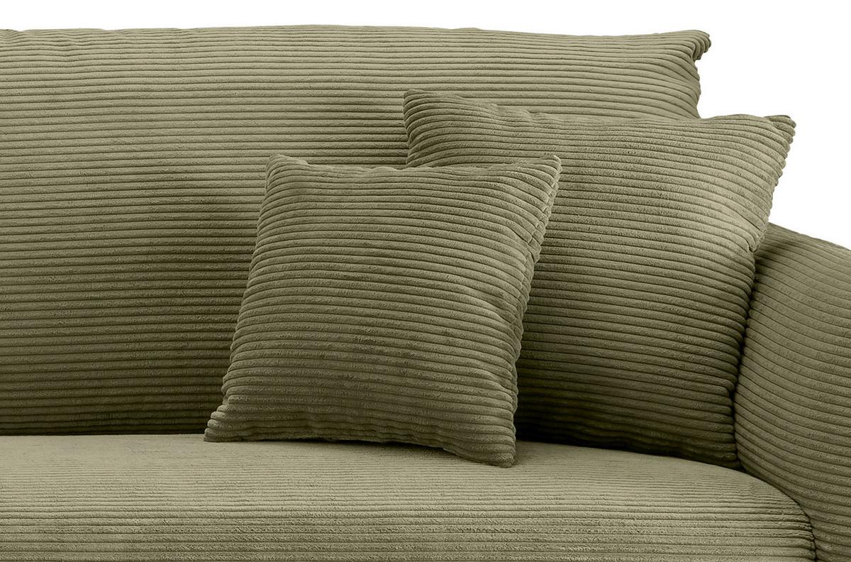 Ecksofa Vanilla mit Armteilverstellung 178x264 - Schwarz/Olivgrün, Design, Textil (178/264cm) - Livetastic