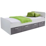 Bett Star 90x200 Weiß/Betonoxid - Dunkelgrau/Weiß, KONVENTIONELL, Holzwerkstoff (90/200cm)