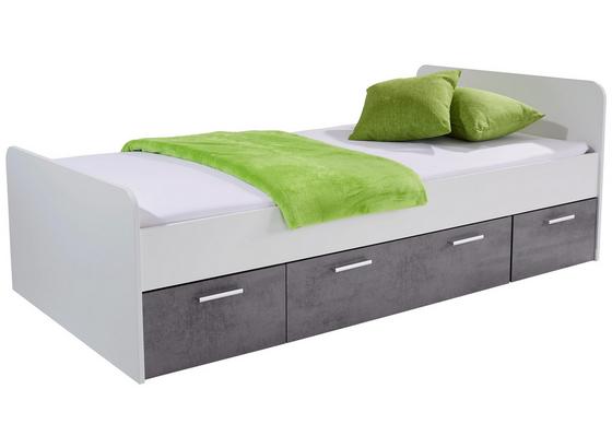 Posteľ Star - biela/tmavosivá, Konvenčný, kompozitné drevo (90/200cm) Posteľ Star - biela/tmavosivá, Konvenčný, kompozitné drevo (90/200cm)