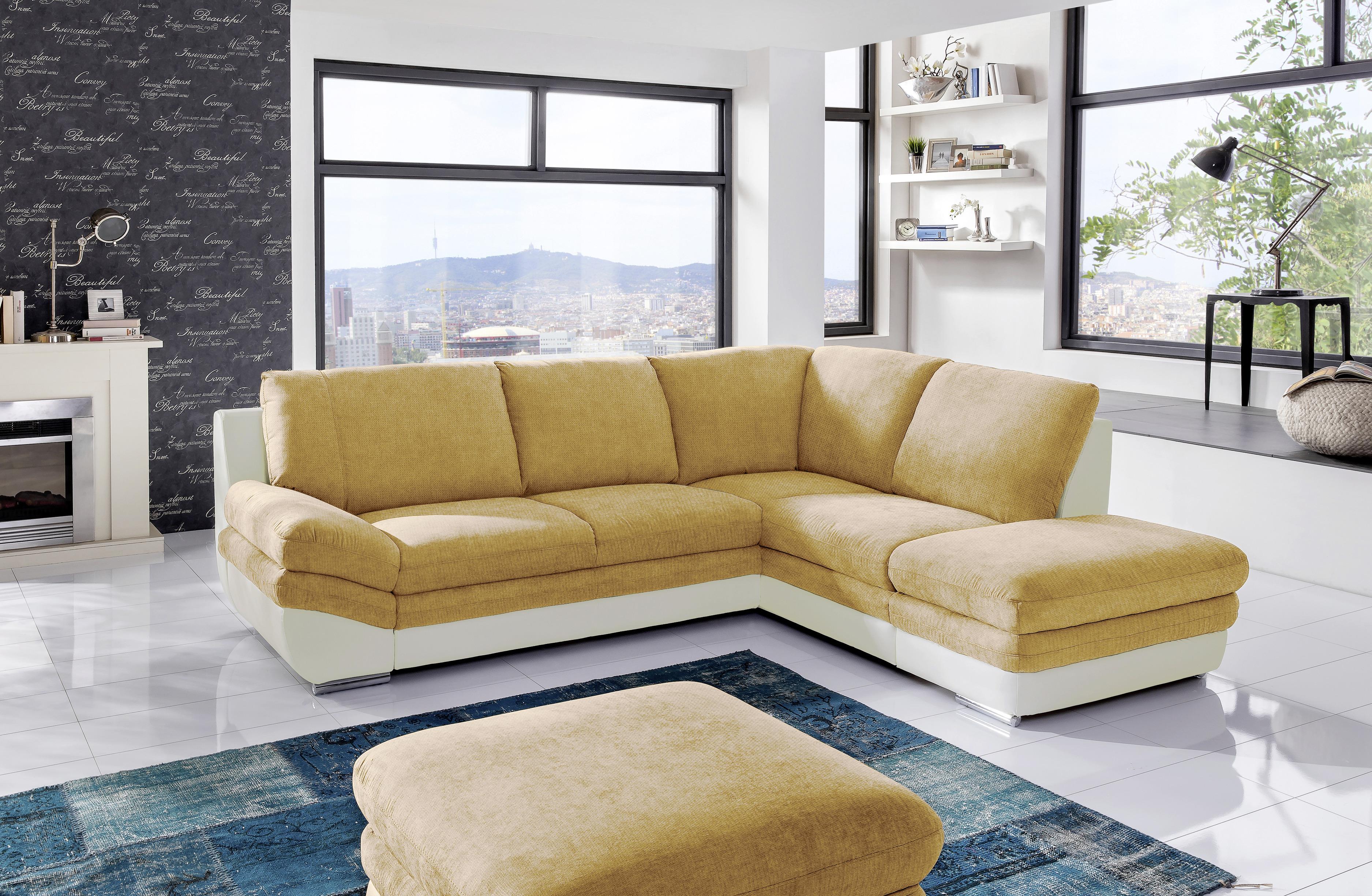 Wohnlandschaft In L-Form Nardo 264x221 cm - Chromfarben/Dunkelgelb, MODERN, Textil (264/221cm) - MID.YOU