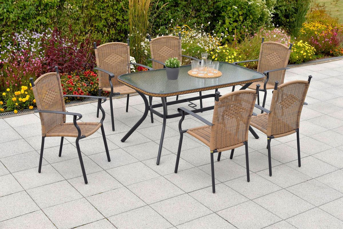 Gartenset Roma - Graphitfarben/Naturfarben, MODERN, Kunststoff/Metall - Gardenson