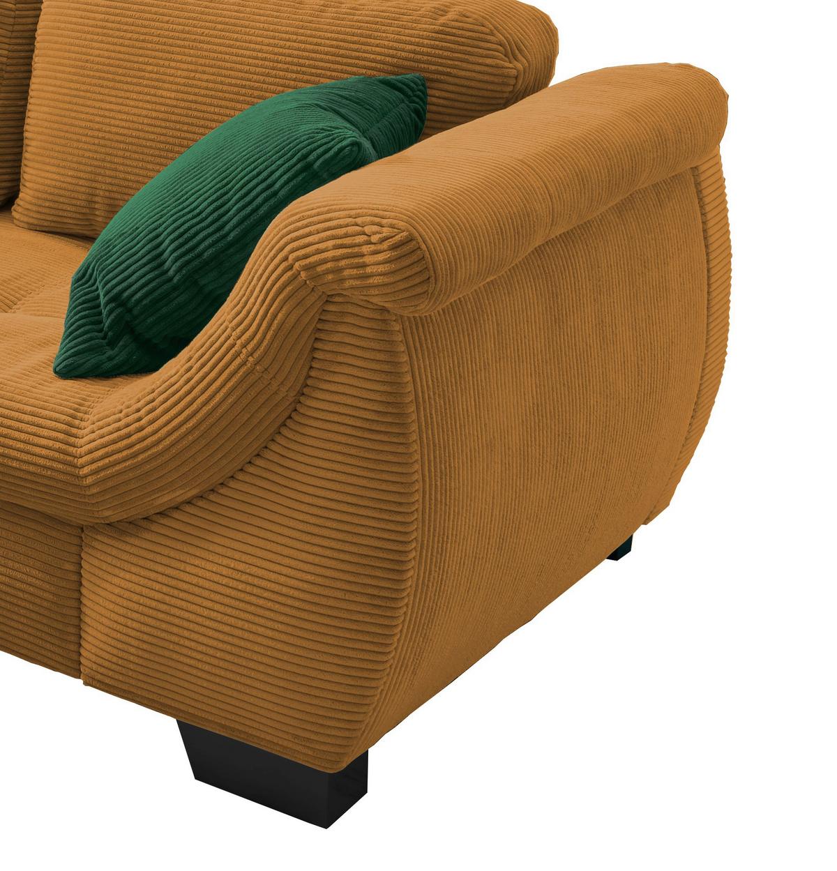 Ecksofa mit Schlaffunktion Flora Goldfarben Cord - Goldfarben/Schwarz, Design, Textil (190/250cm) - MID.YOU