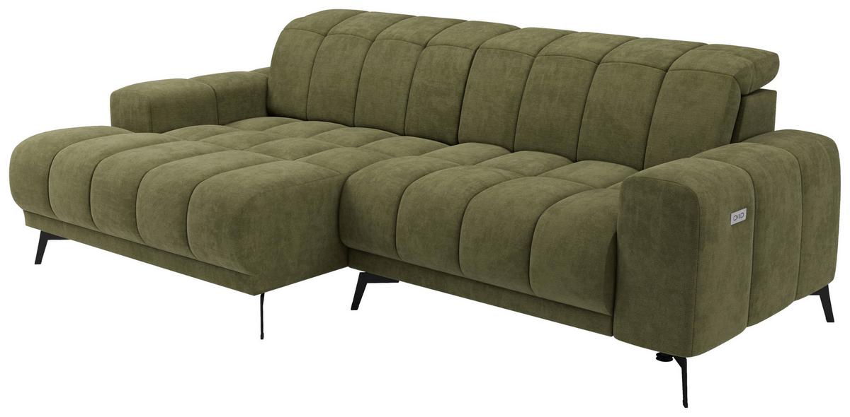 Rohová sedačka LAYA, levá, olivově zelená tkanina MEMPHIS - olivově zelená, Moderní, textil (155/250cm) - Premium Living