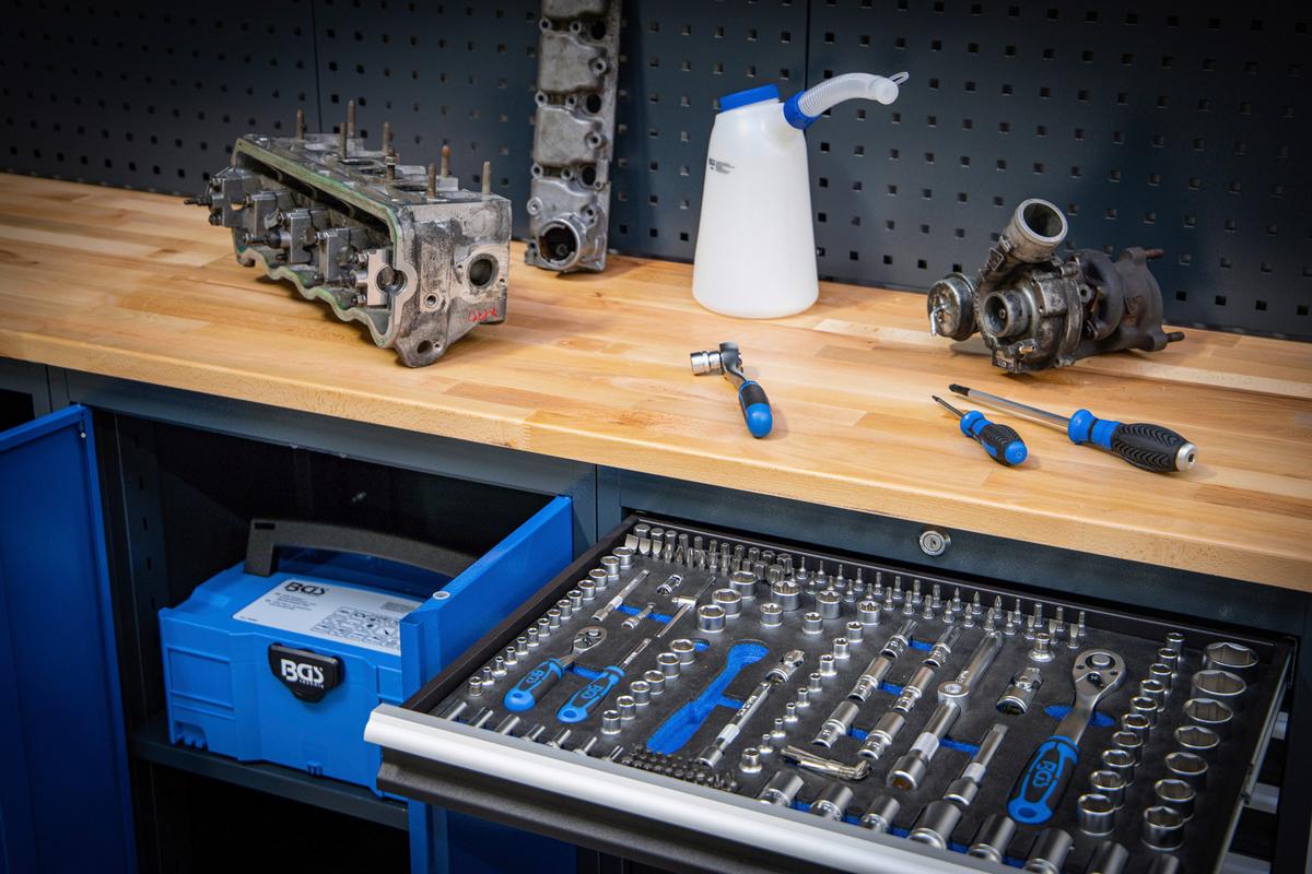 Werkstatt-schrankwand 80100 - Basics, Holz/Metall (195/58/202,5cm)