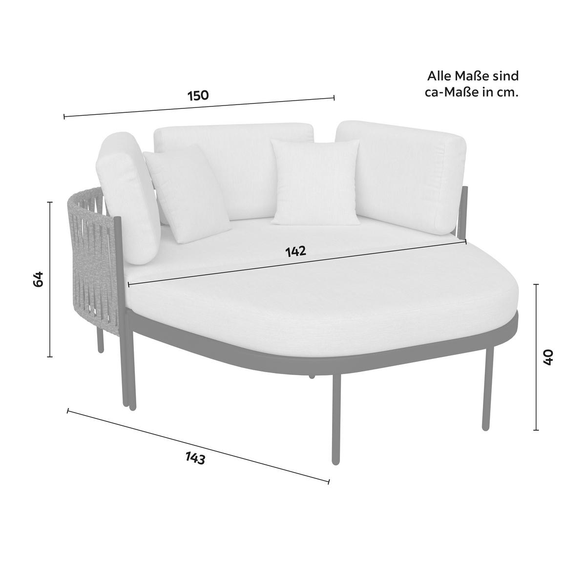 Relaxační ostrůvek LUCIEN - černá/světle šedá, Moderní, kov/textil (150/64/76cm) - Bessagi Garden
