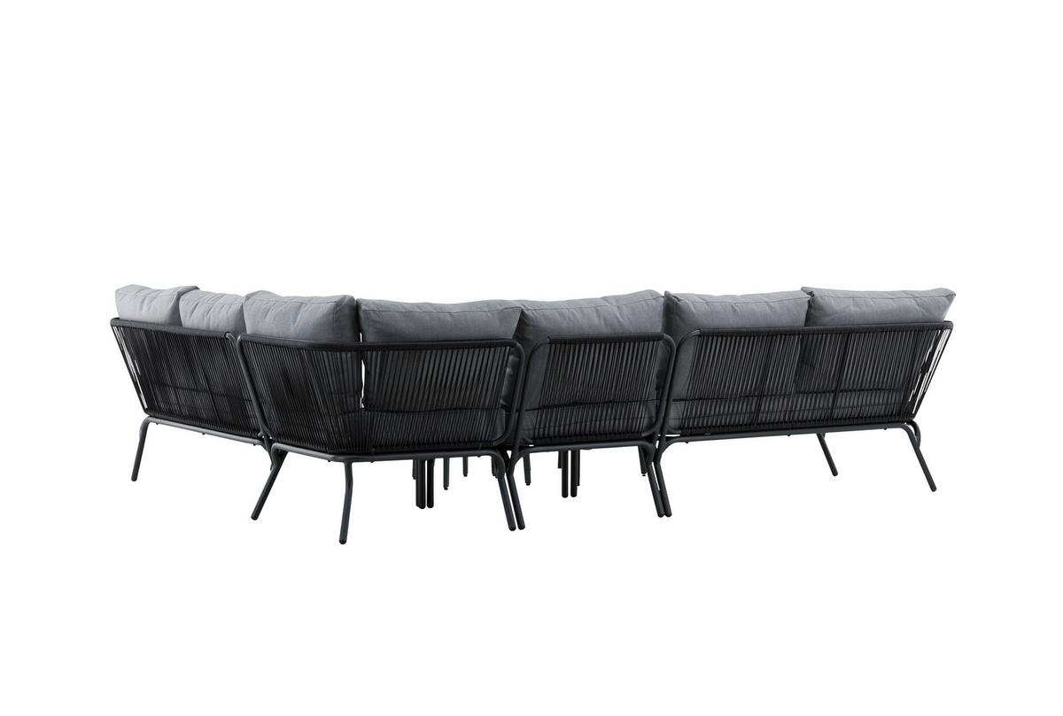 Dining-Loungeset Roxo - Schwarz/Grau, KONVENTIONELL, Textil/Metall - Gardenson