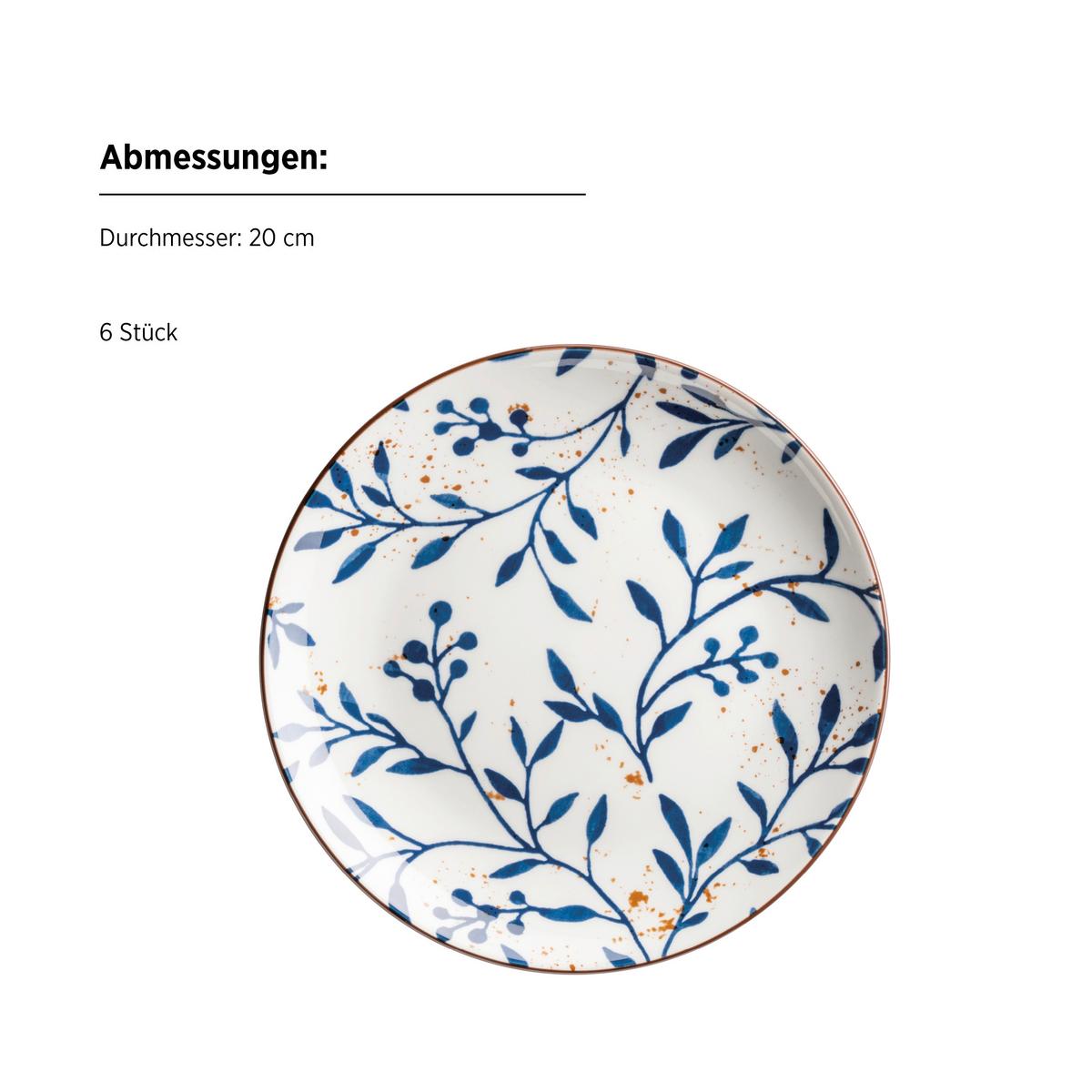 Tellerset 18--Teilig Keramik, Blau, Braun, Weiß - Blau/Braun, Basics, Keramik - Mäser