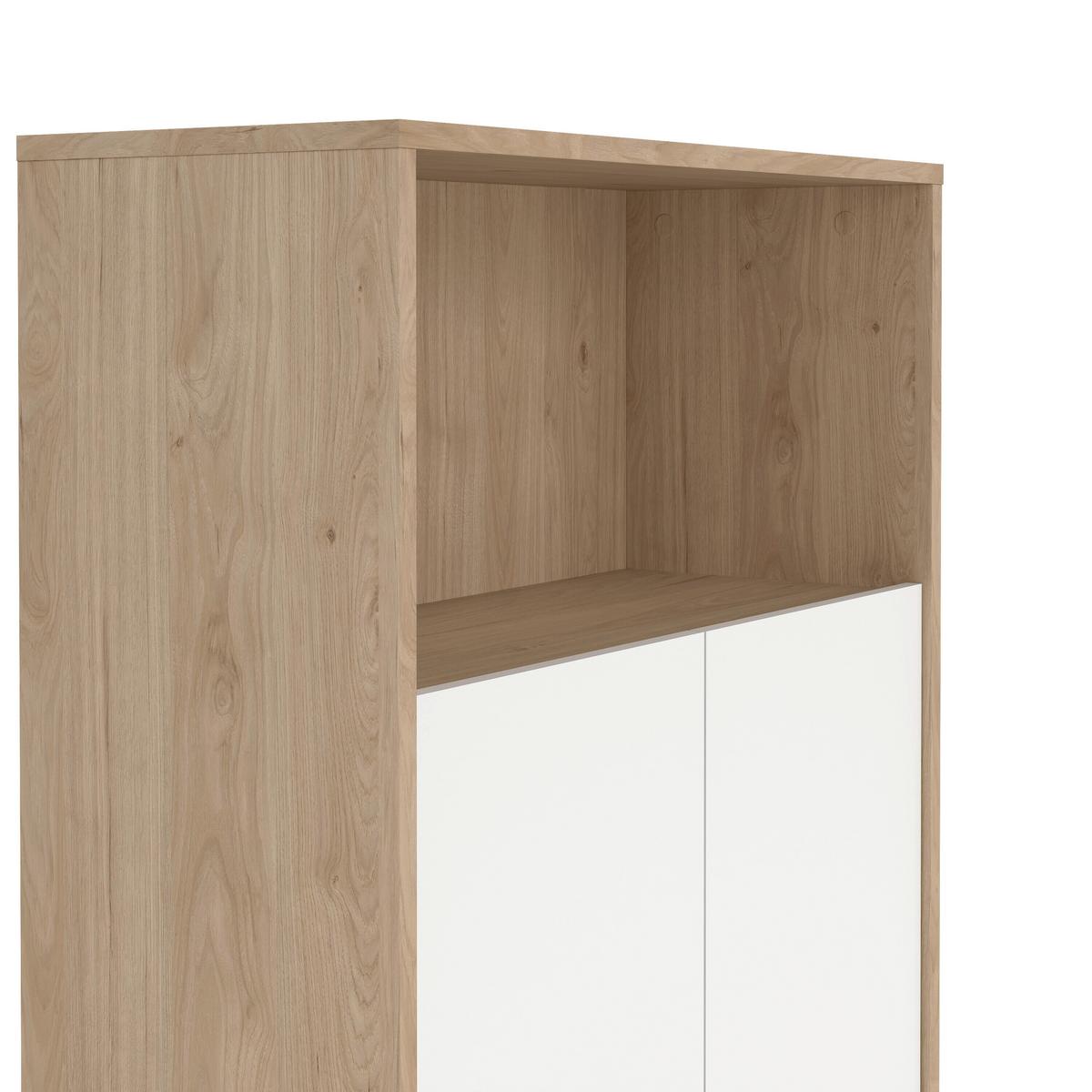 Highboard Sign Weiß/Eichefarben, L: 79,6 cm - Eichefarben/Weiß, MODERN, Holzwerkstoff (79,6/34,3/123,6cm) - MID.YOU