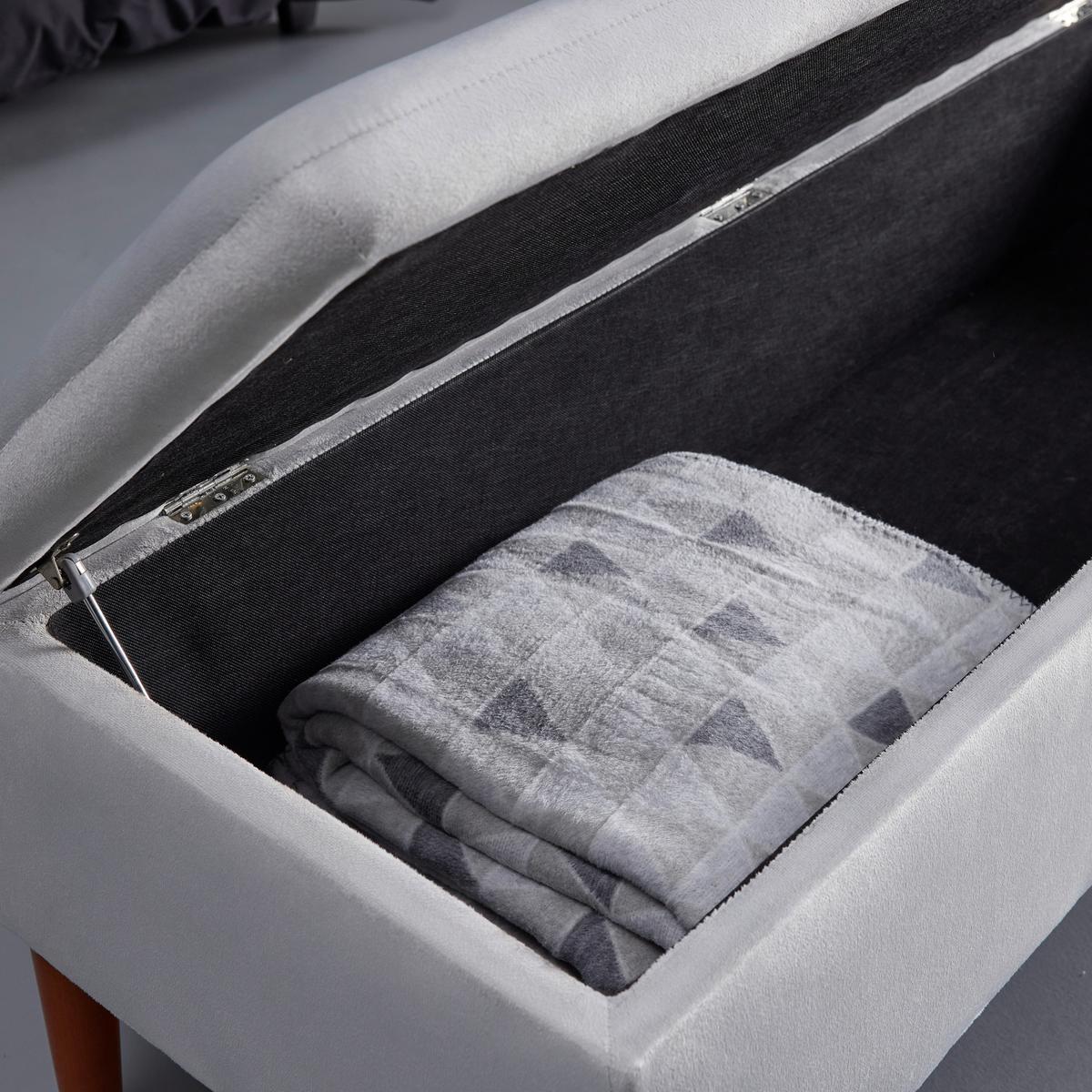 Lavice s úl. prostorem Jessy světlešedá - světle šedá/barvy buku, Moderní, dřevo/textil (150/50/55cm) - Bessagi Home