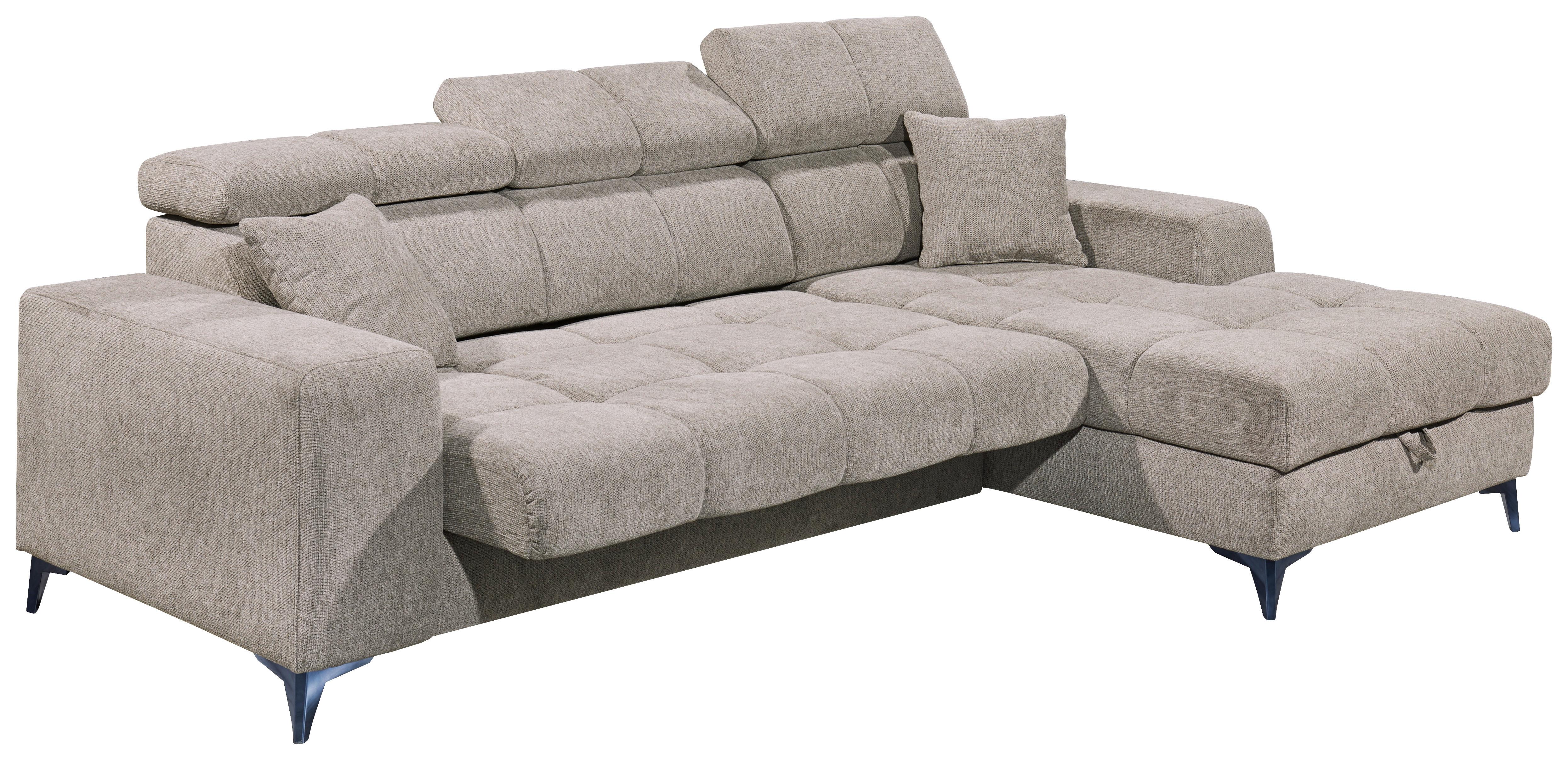 Ecksofa Sydney Graubraun S: 268/172 cm - Graubraun/Schwarz, KONVENTIONELL, Textil (268/172cm) - MID.YOU