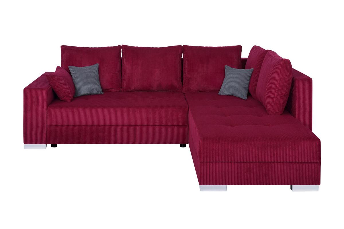 Ecksofa Lars Rot S: 260x218 cm - Chromfarben/Rot, Design, Holzwerkstoff/Textil (260/218cm) - P & B