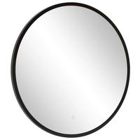 Wandspiegel Chester rund D: 60 cm mit LED-Beleuchtung - Schwarz, MODERN, Glas/Metall (60cm) - Held