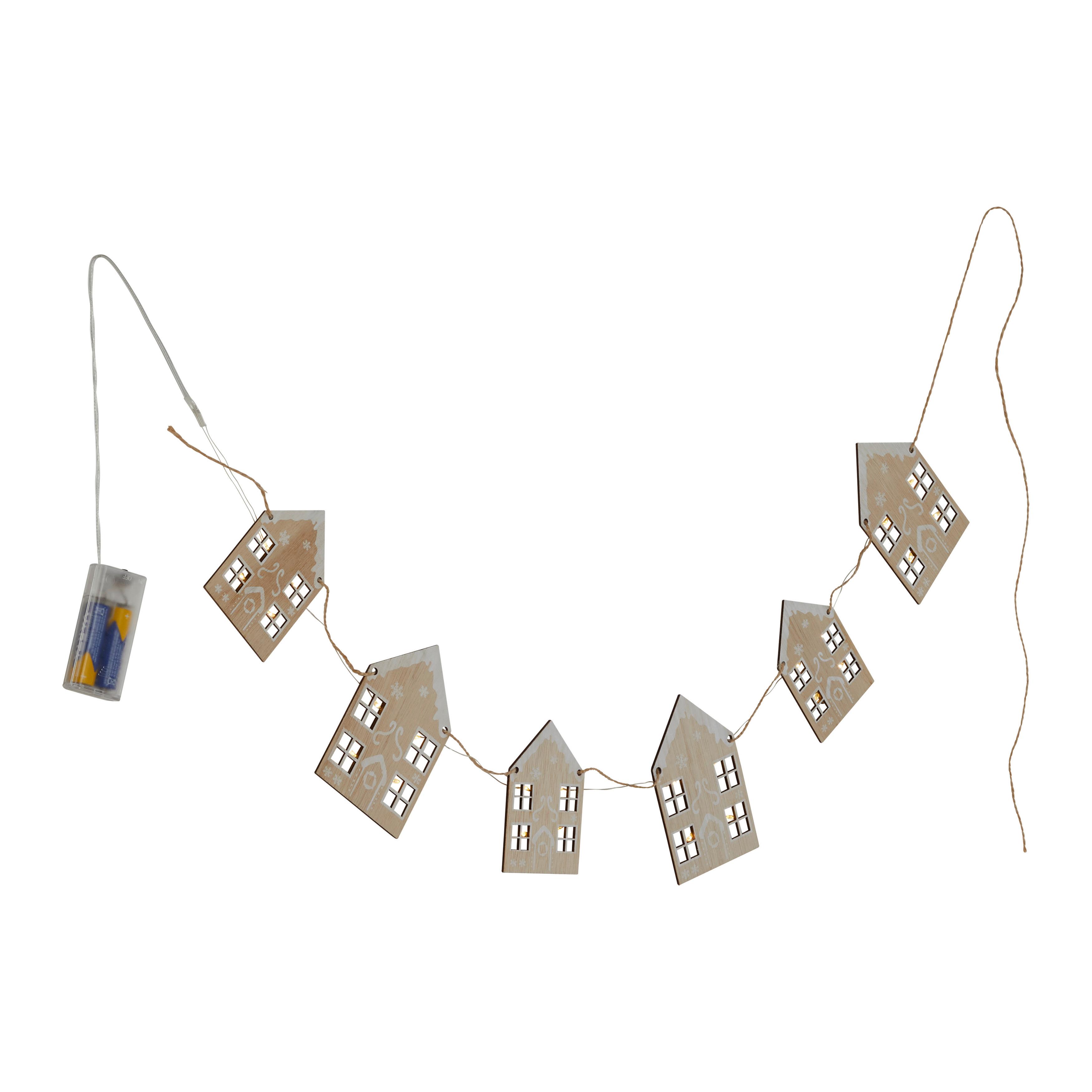 Světelný řetěz Tamo, 80cm - bílá/hnědá, Konvenční, dřevo (80cm) - Modern Living