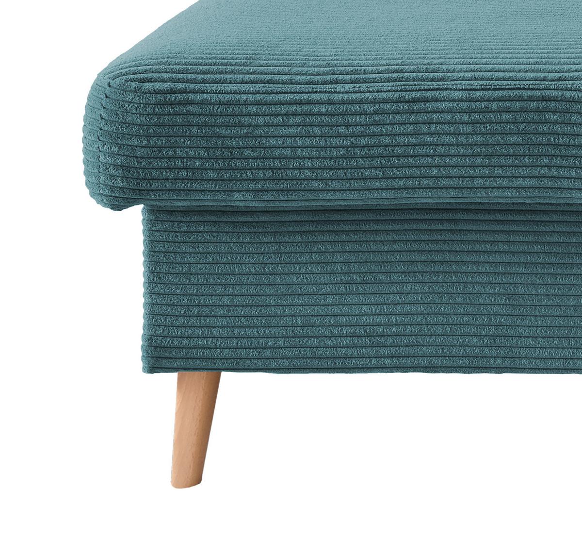 Ecksofa Valentina - Petrol/Naturfarben, Design, Textil (150/228cm) - P & B