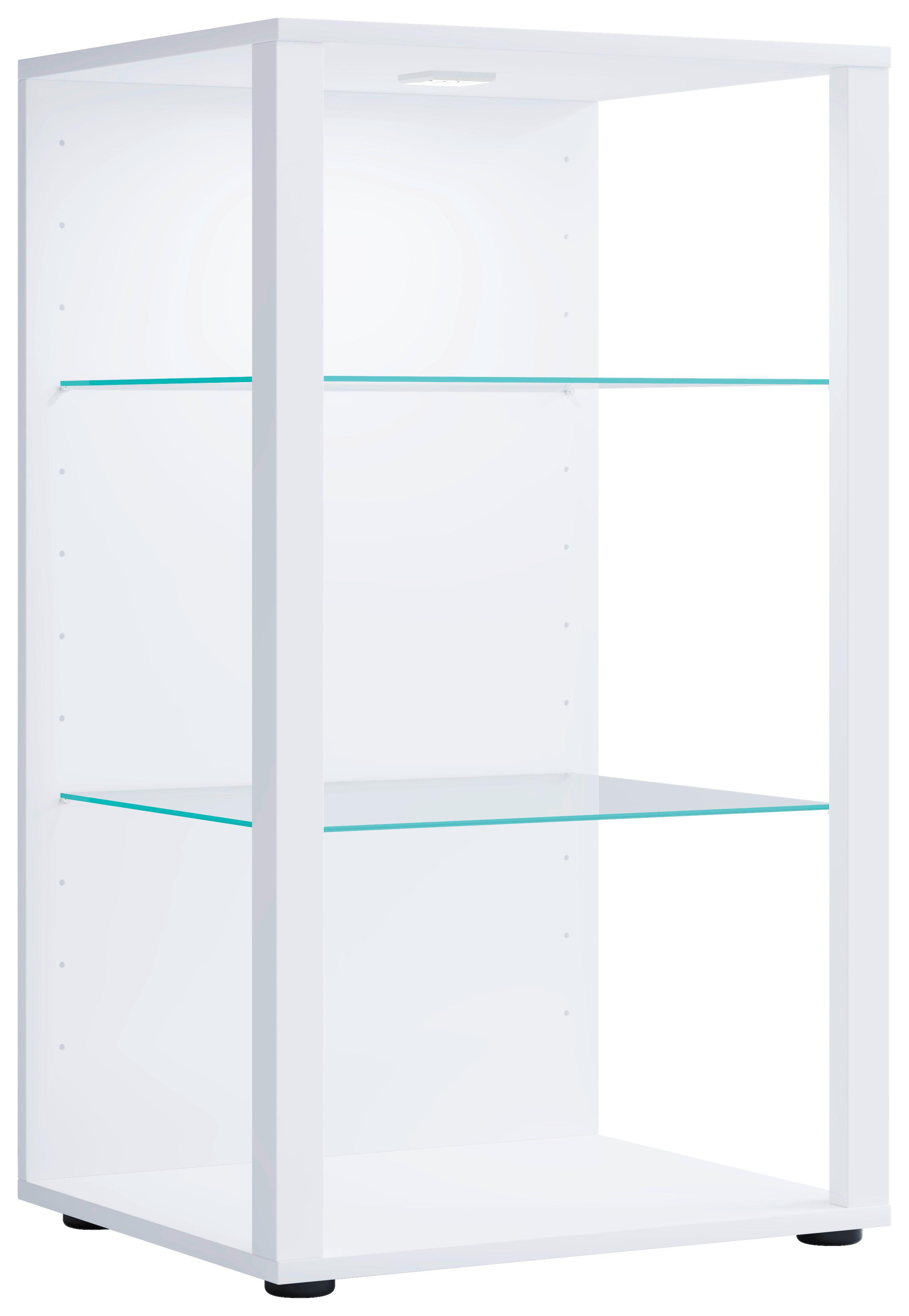 Vitrína GLASOL XXL, biela - čierna/biela, Modern, kompozitné drevo/plast (52/90/44cm) - MID.YOU