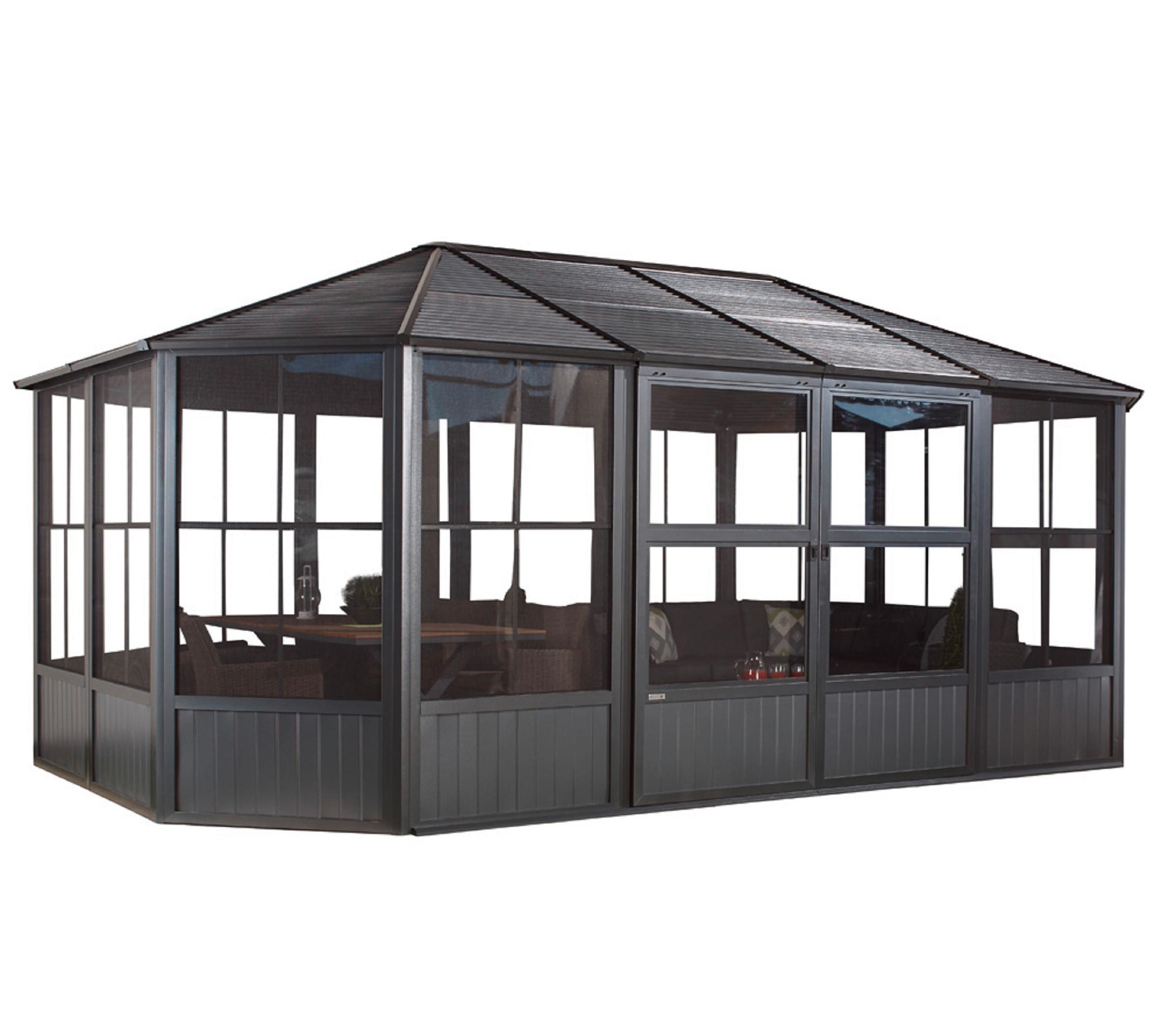 Pavillon Charleston 594x384 cm Wetterfest Gartenpavillon - Anthrazit, Basics, Metall (594/281/384cm)