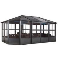 Pavillon Charleston 594x384 Cm Wetterfest Gartenpavillon - Anthrazit, Basics, Metall (594/281/384cm)