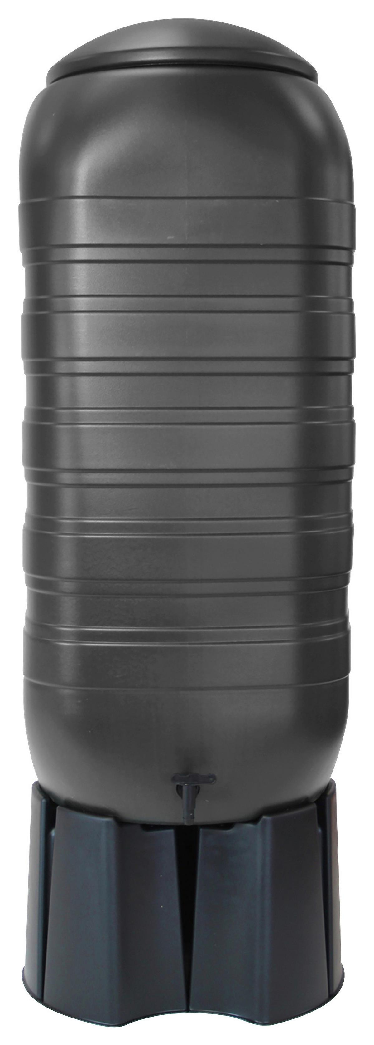 Regentonne Mit Ständer Schwarz 250 L - Schwarz, Basics, Kunststoff (121/52/54cm)