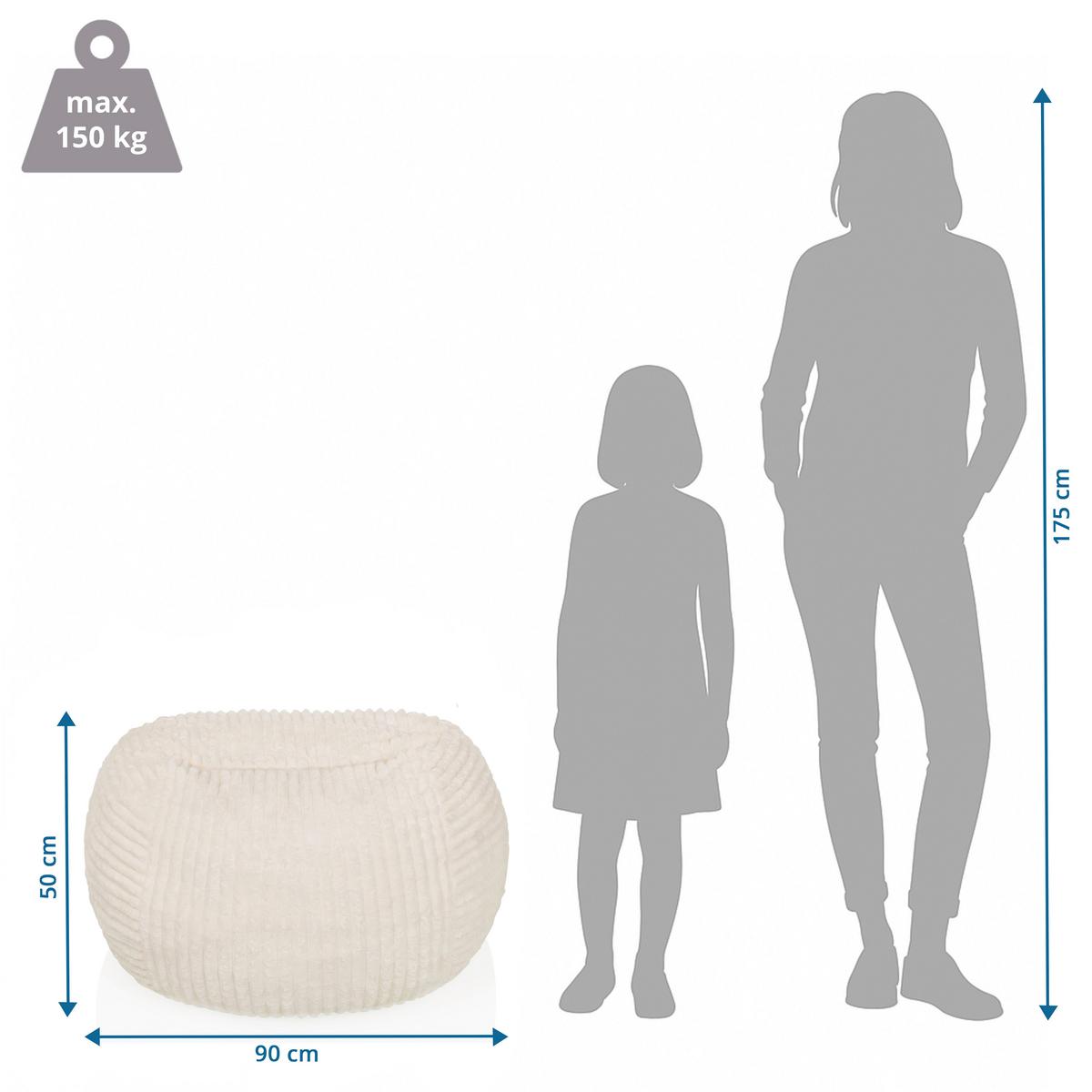 SITZSACK Sitzolo Beige B: 90cm - Beige, MODERN, Textil (90/50/57cm) - MID.YOU