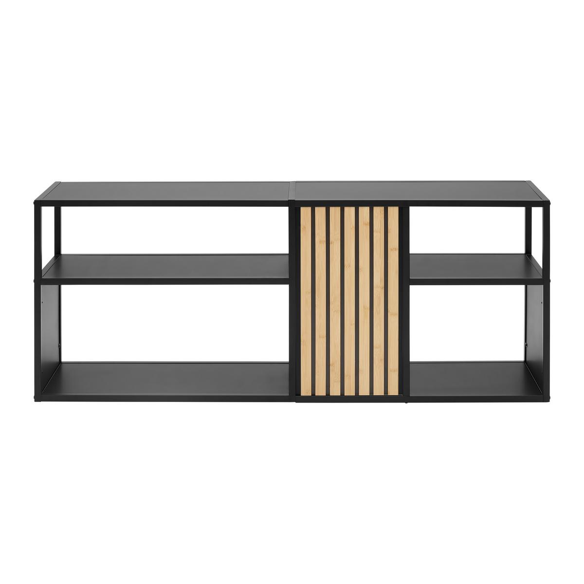 NÍZKA KOMODA PANELO -EXKLUSIV- - čierna/prírodná farba, Modern, kov/kompozitné drevo (150/60/35cm) - Mömax