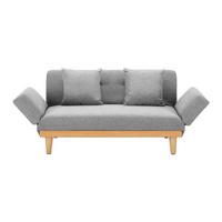 Rozkládací pohovka vhodná pro děti - Jola světlešedá - světle šedá/přírodní barvy, Moderní, dřevo/textil (131/64/73cm) - Bessagi Home