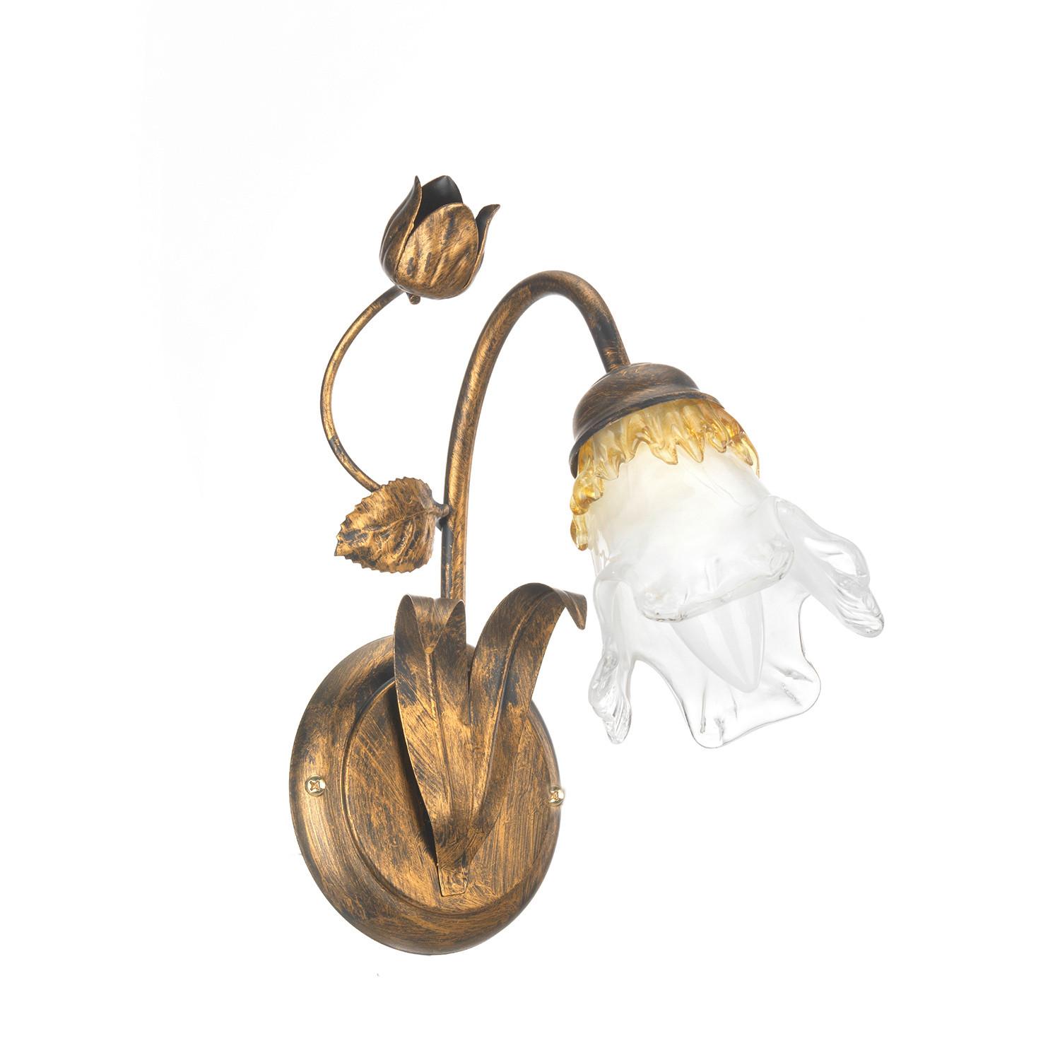 Wandleuchte 4984/Ap1 - Bronzefarben, KONVENTIONELL, Glas/Metall (23/14/28cm)