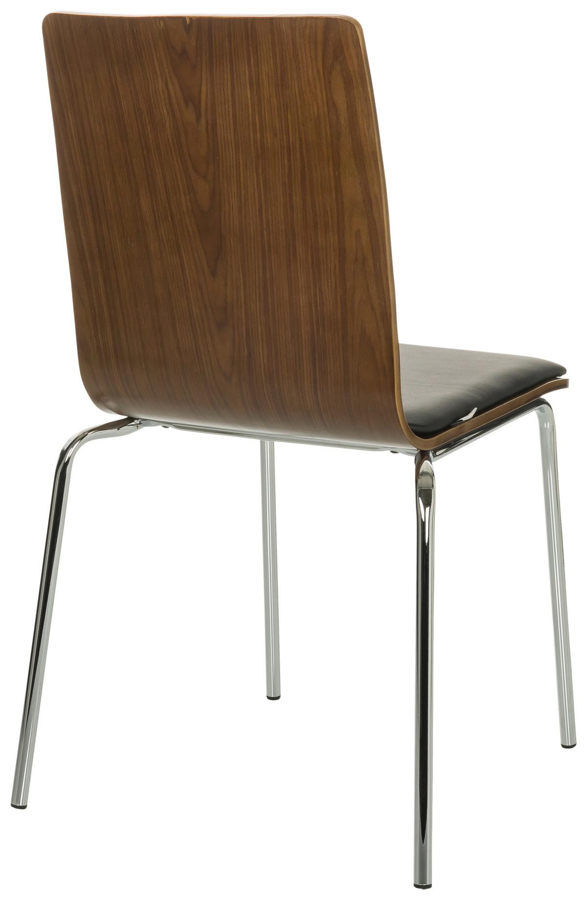 Besucherstuhl Peria - Silberfarben/Schwarz, Basics, Leder/Holz (50/86/55cm) - MID.YOU
