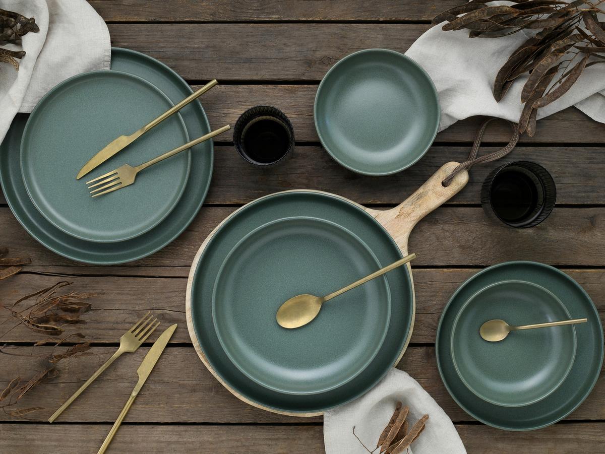 Tafelservice Uno Salbei Steinzeug, 8 -Teilig. - Salbeigrün, Basics, Keramik - Creatable