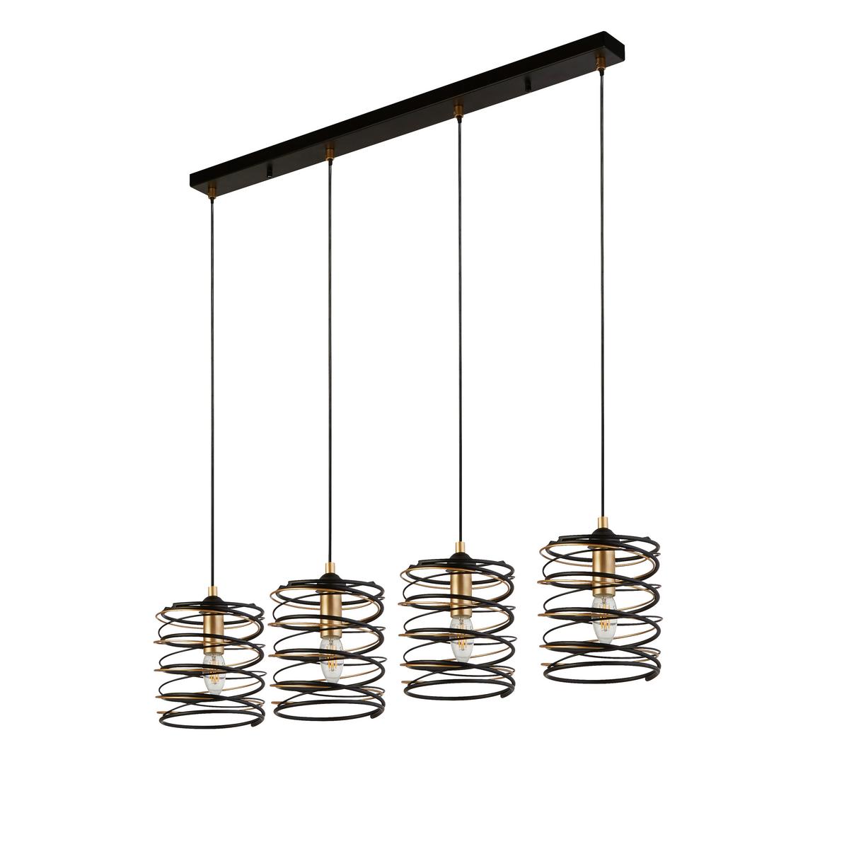 Hängeleuchte Spring H: 110 cm, 4-Flammig, Goldfarben/Schwarz - Goldfarben/Schwarz, Design, Metall (91/110/16cm)
